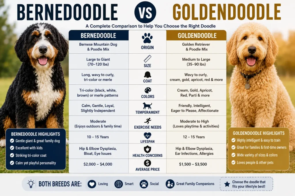 Bernedoodle vs Goldendoodle