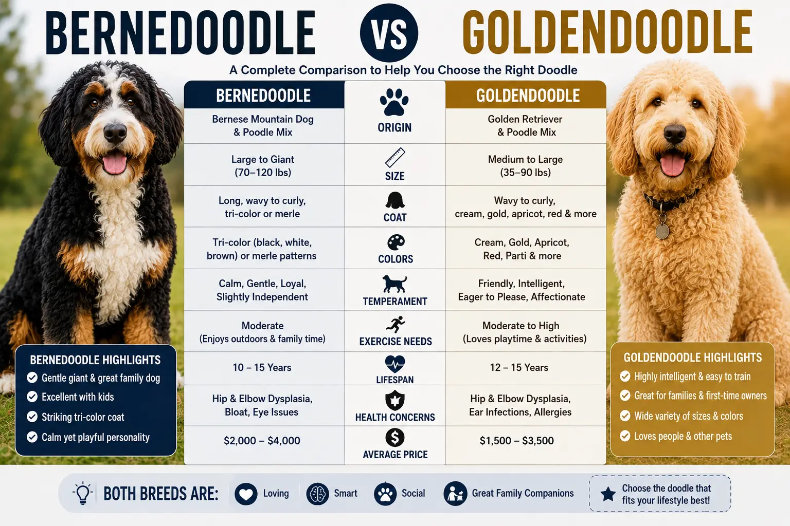 Bernedoodle vs Goldendoodle